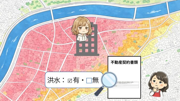 娘が住むマンションが浸水想定区域だったことを示すハザードマップ