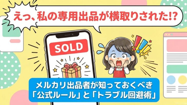 えっ、私の専用出品が横取りされた!?メルカリ出品者が知っておくべき公式ルールとトラブル回避術