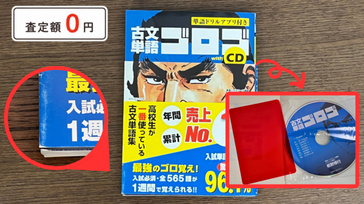 古文単語ゴロゴwith CD。未使用でCD付きでもカバーの折れで査定額0円